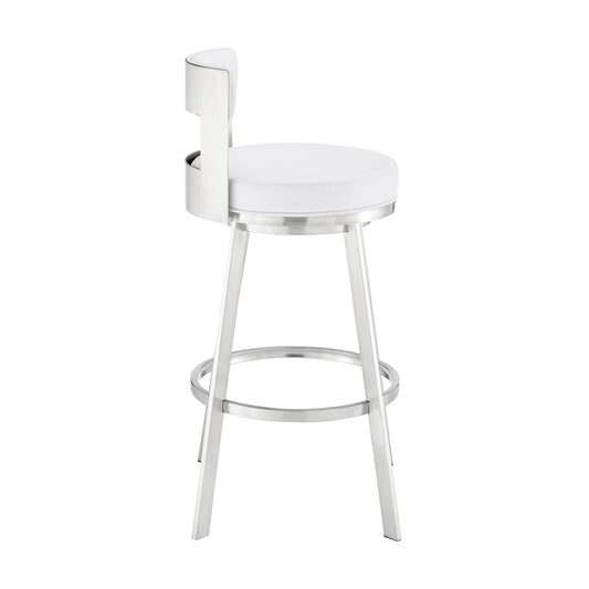 Armen Living - Lynof Swivel Counter or Bar Stool in Faux Leather and Metal - 840254335547