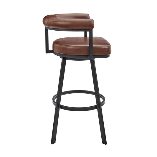 Armen Living - Nolagam Swivel Counter or Bar Stool in Faux Leather and Metal - 840254335578