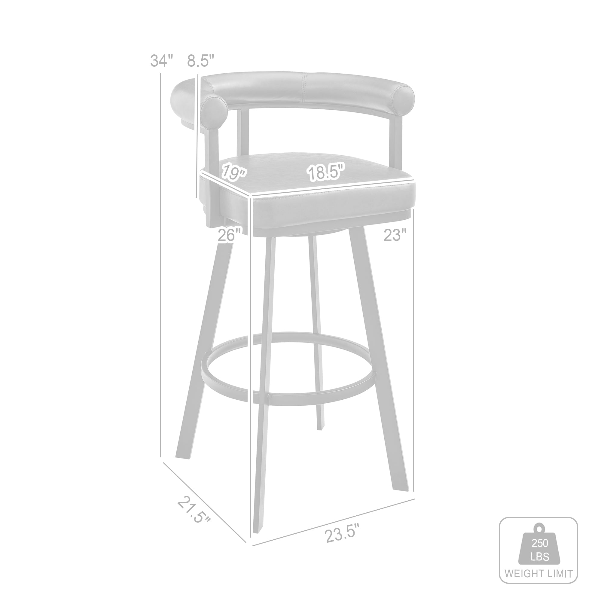 Armen Living - Nolagam Swivel Counter or Bar Stool in Faux Leather and Metal - 840254335585