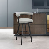 Armen Living - Nolagam Swivel Counter or Bar Stool in Faux Leather and Metal - 840254335585