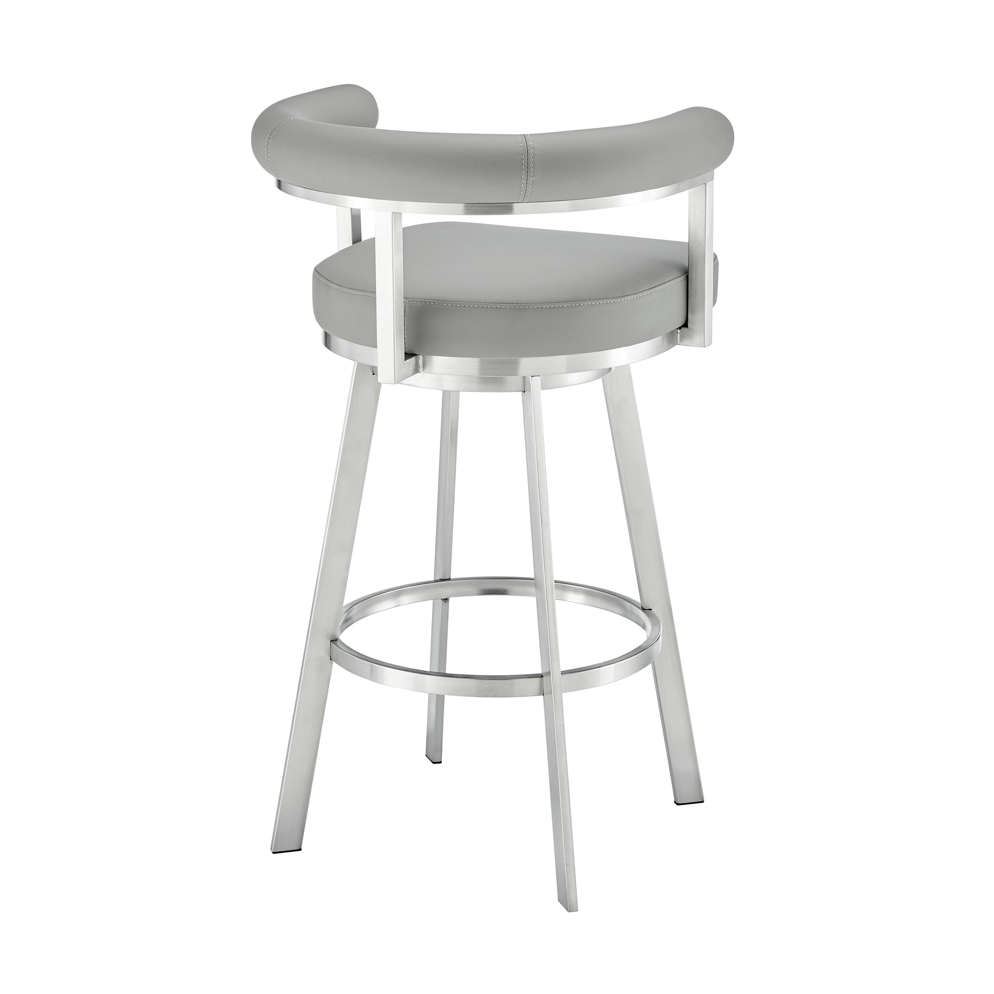 Armen Living - Nolagam Swivel Counter or Bar Stool in Faux Leather and Metal - 840254335615