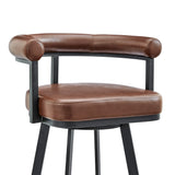 Armen Living - Nolagam Swivel Counter or Bar Stool in Faux Leather and Metal - 840254335639