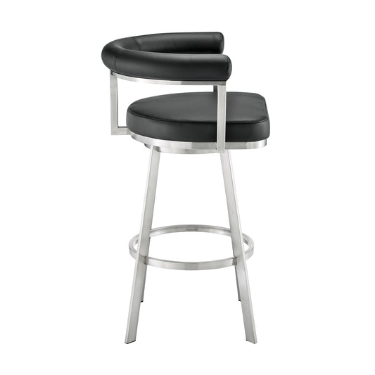 Armen Living - Nolagam Swivel Counter or Bar Stool in Faux Leather and Metal - 840254335660