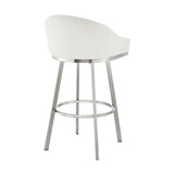 Armen Living - Noran Swivel Bar or Counter Stool in Faux Leather and Metal - 840254335691