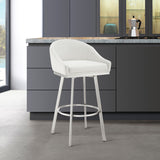 Armen Living - Noran Swivel Bar or Counter Stool in Faux Leather and Metal - 840254335691