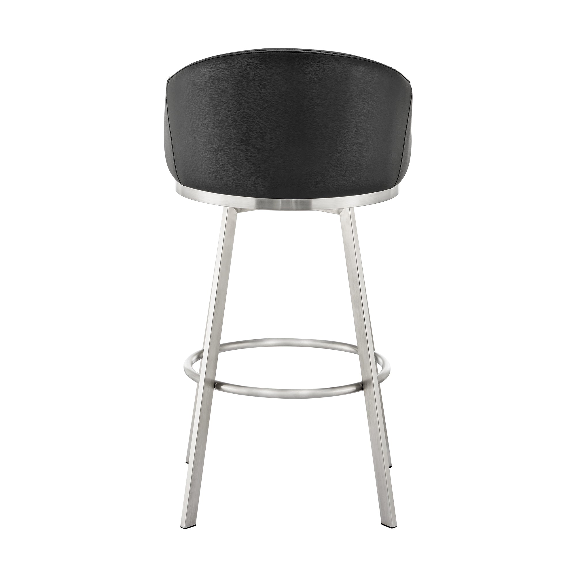 Armen Living - Noran Swivel Bar or Counter Stool in Faux Leather and Metal - 840254335707