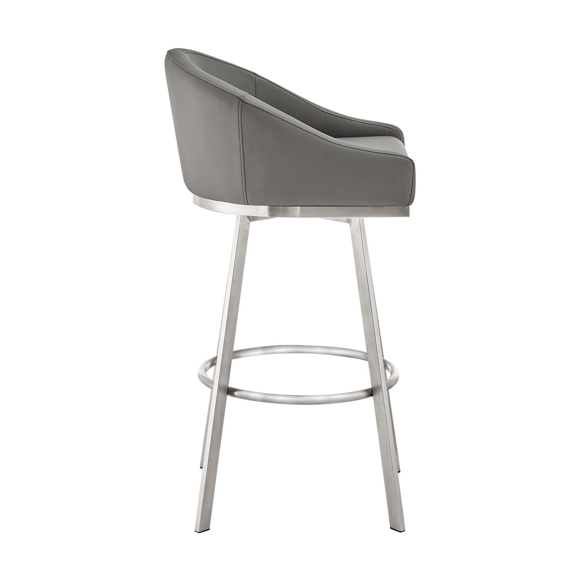 Armen Living - Noran Swivel Bar or Counter Stool in Faux Leather and Metal - 840254335714