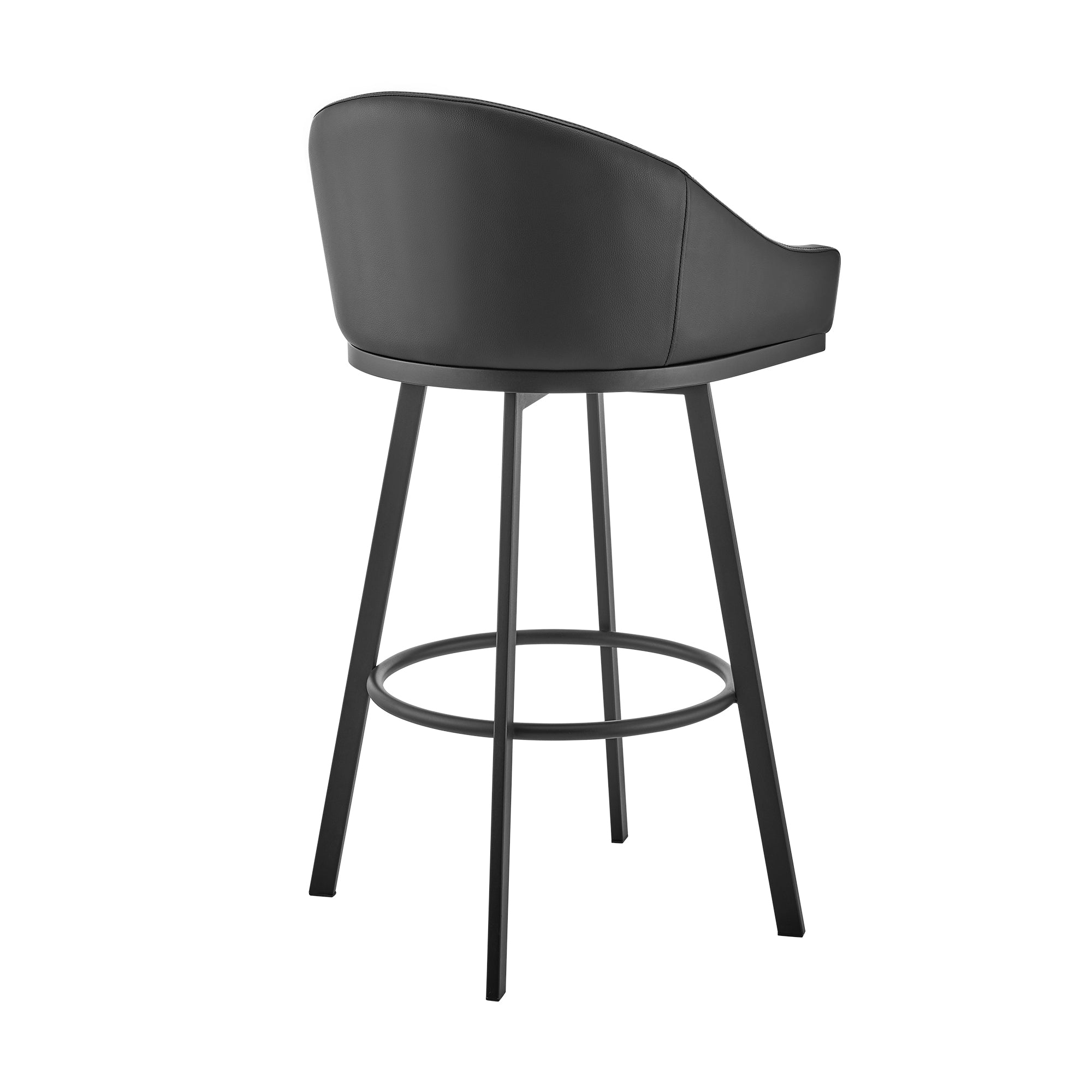 Armen Living - Noran Swivel Bar or Counter Stool in Faux Leather and Metal - 840254335721