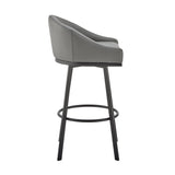 Armen Living - Noran Swivel Bar or Counter Stool in Faux Leather and Metal - 840254335738