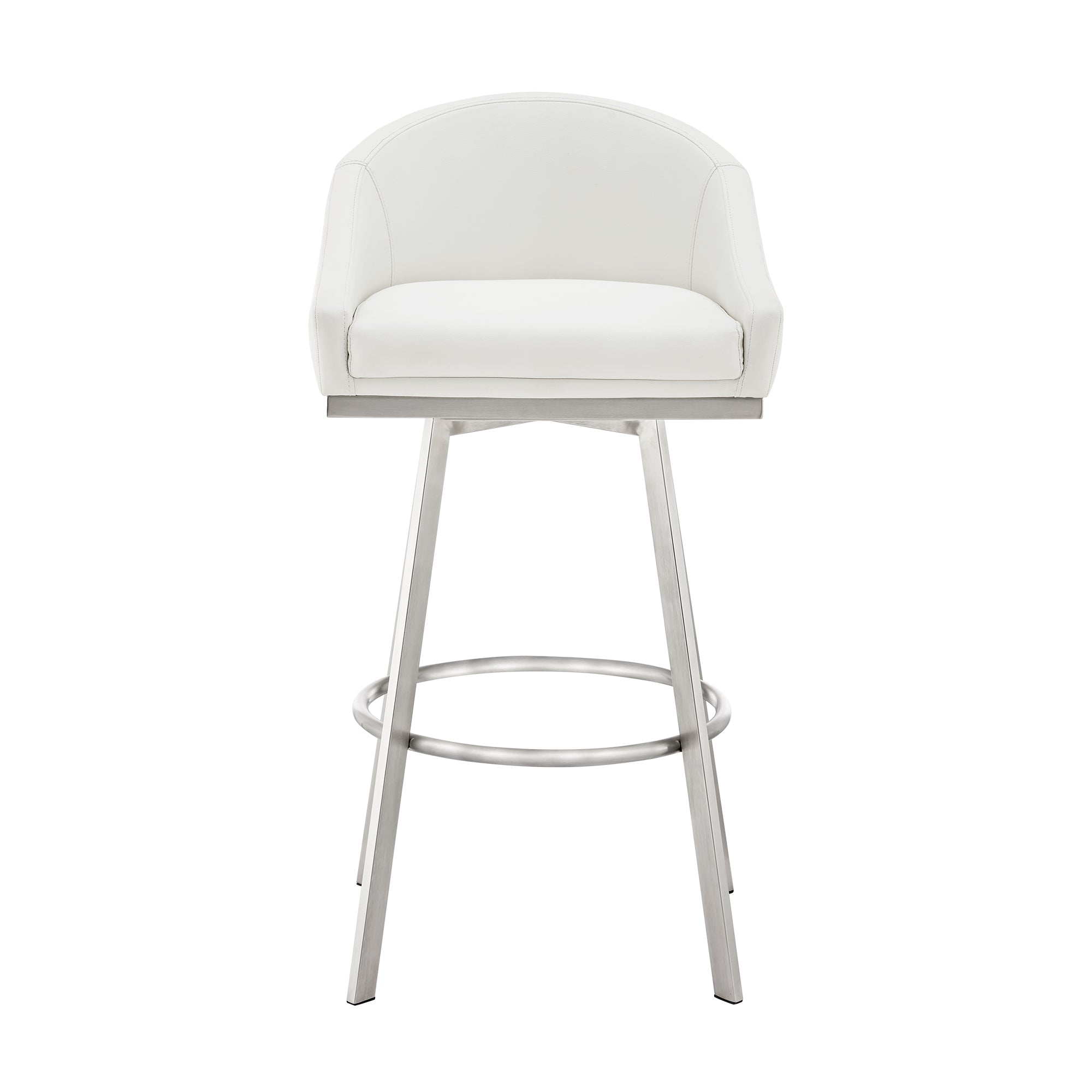 Armen Living - Noran Swivel Bar or Counter Stool in Faux Leather and Metal - 840254335745