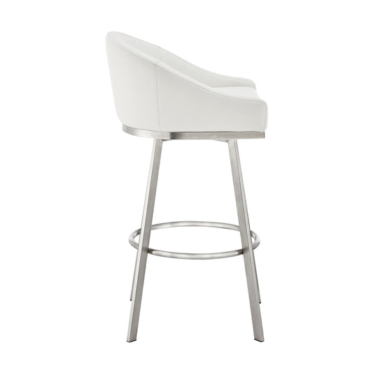 Armen Living - Noran Swivel Bar or Counter Stool in Faux Leather and Metal - 840254335745