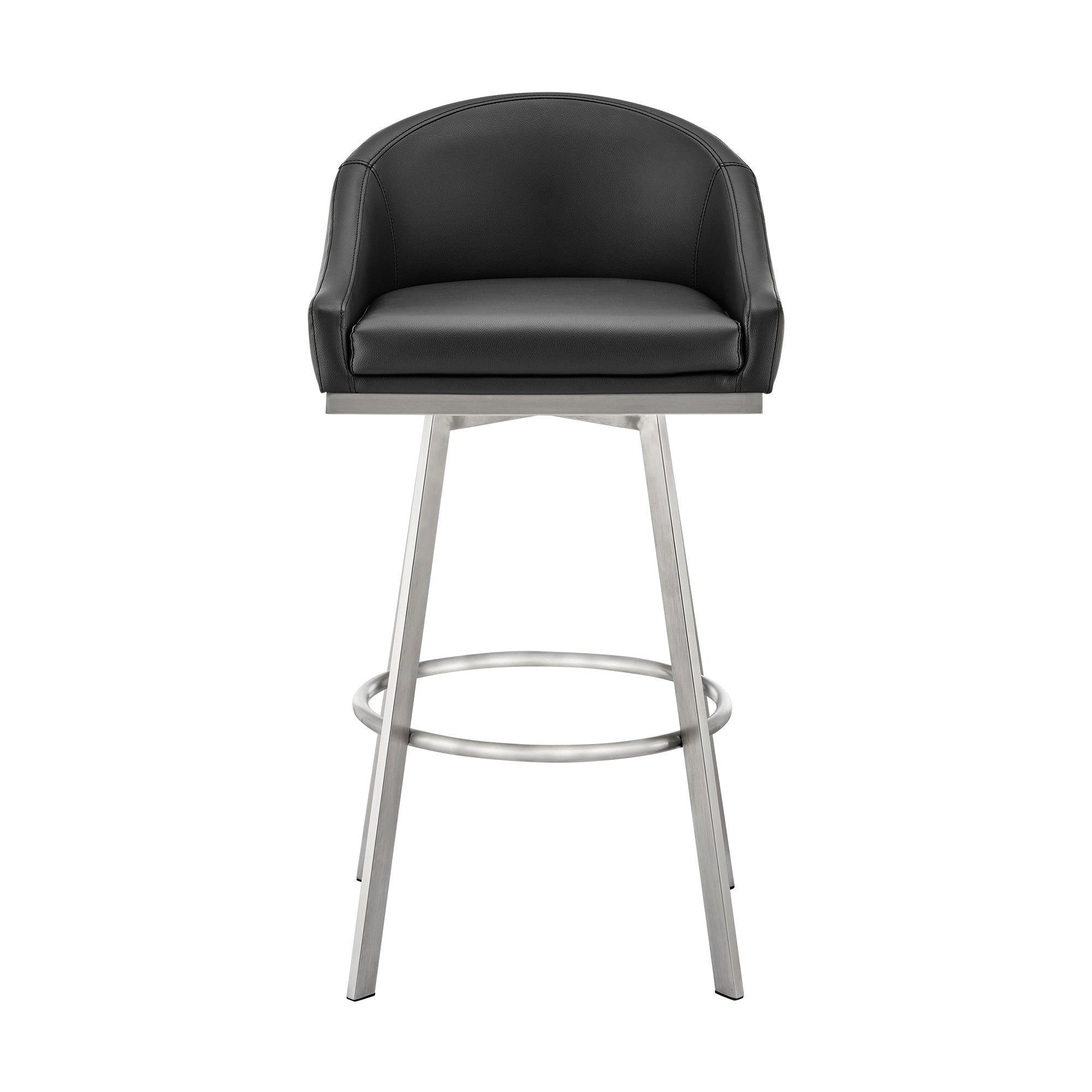 Armen Living - Noran Swivel Bar or Counter Stool in Faux Leather and Metal - 840254335752