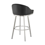 Armen Living - Noran Swivel Bar or Counter Stool in Faux Leather and Metal - 840254335752