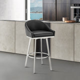 Armen Living - Noran Swivel Bar or Counter Stool in Faux Leather and Metal - 840254335752