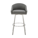 Armen Living - Noran Swivel Bar or Counter Stool in Faux Leather and Metal - 840254335769