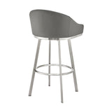 Armen Living - Noran Swivel Bar or Counter Stool in Faux Leather and Metal - 840254335769