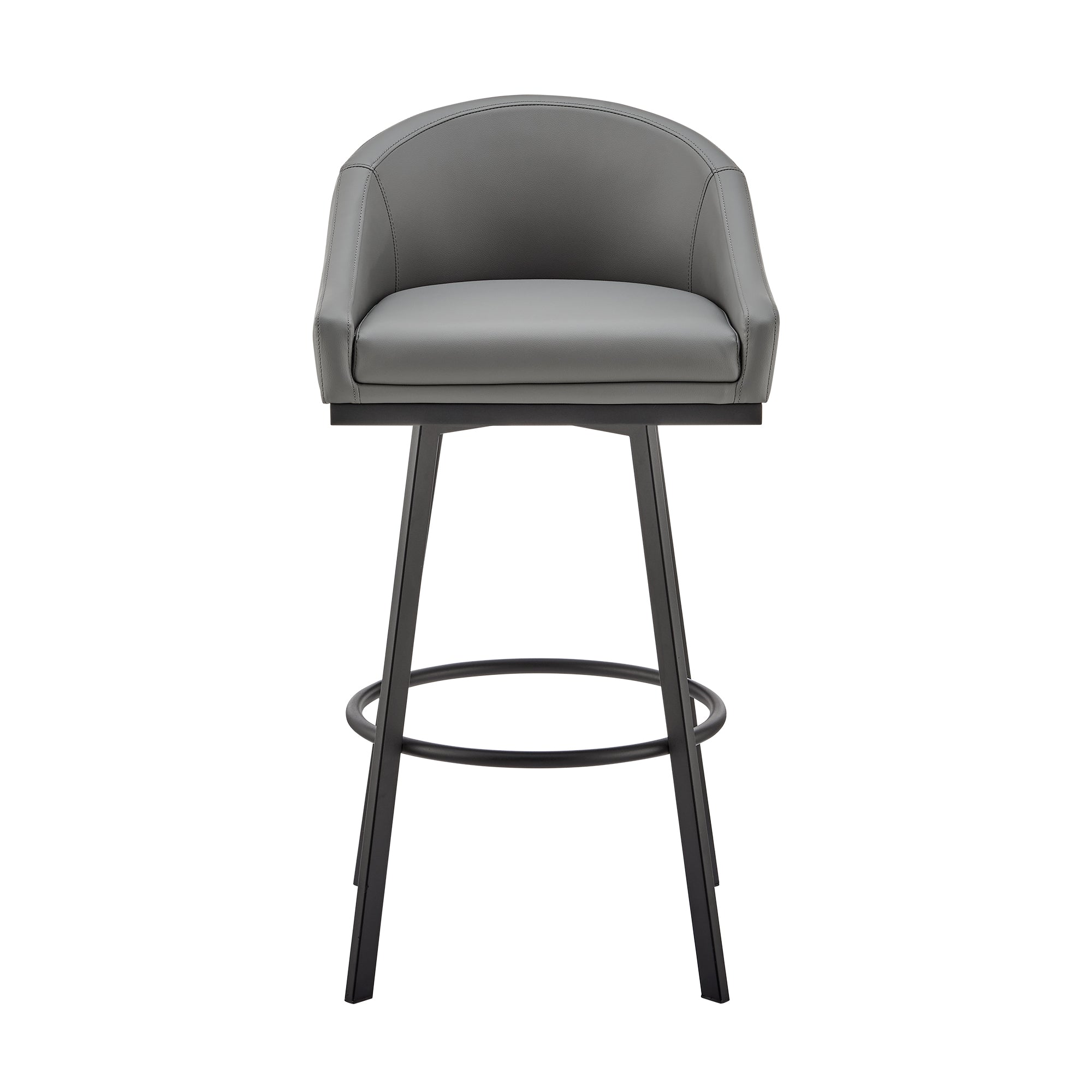 Armen Living - Noran Swivel Bar or Counter Stool in Faux Leather and Metal - 840254335783