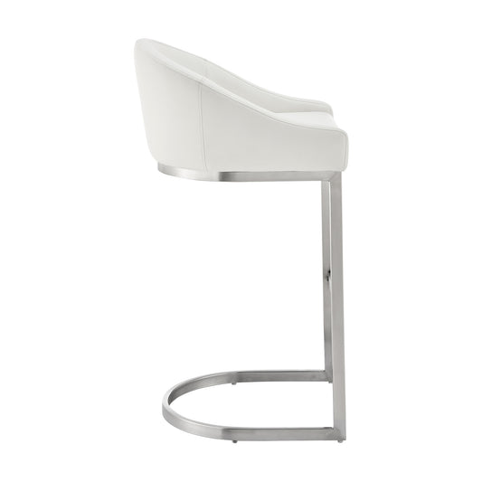 Armen Living - Atherik Bar or Counter Stool in Faux Leather and Metal - 840254335844