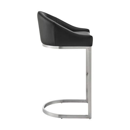 Armen Living - Atherik Bar or Counter Stool in Faux Leather and Metal - 840254335868