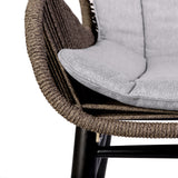 Armen Living - Fanny Outdoor Patio Dining Chair in Eucalyptus Wood and Rope with Grey Cushions - 840254335936