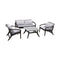 Armen Living - Brighton 4 Piece Outdoor Patio Seating Set in Eucalyptus Wood with Rope and White Cushions - 840254336100