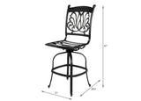 Lawton Casual Comfort - Cast Aluminum Armless Counter Barstool with Design (Set of 2)