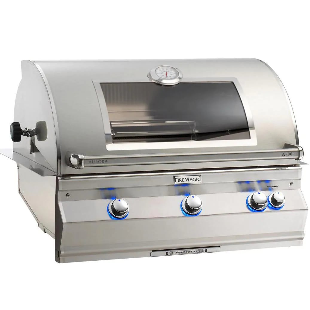 Fire Magic - Aurora 36-Inch Built-In Grill With One Infrared Burner, Rotisserie, And Analog Thermometer - Natural Gas / Propane - A790I-8LAX