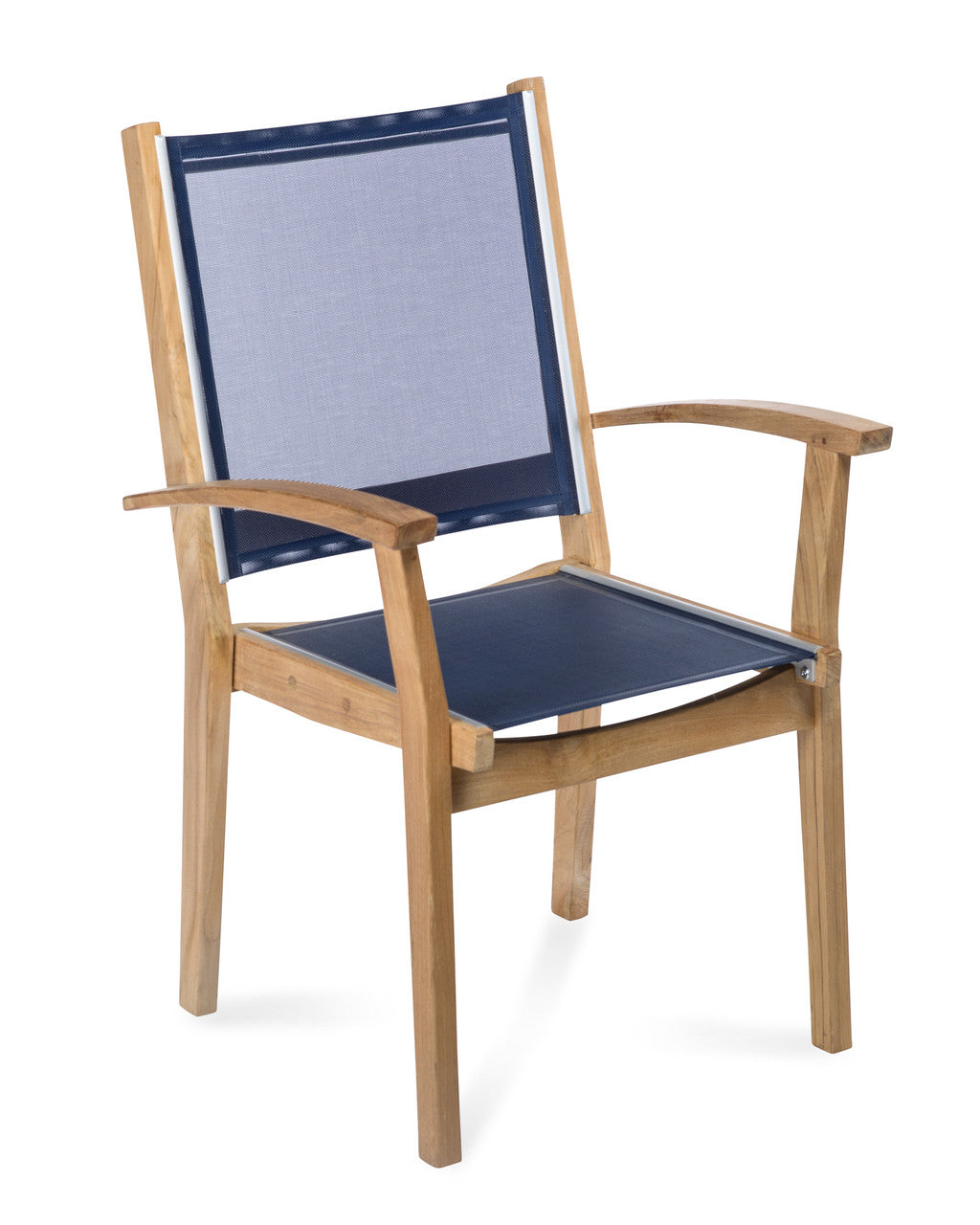 CO9 Design - Bayhead Sling Stacking Teak Armchair | Grey, Navy and White