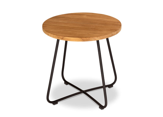 CO9 Design - Brewer Side Table with Solid Teak Top and an Aluminum Base in Lava |  [BW20]
