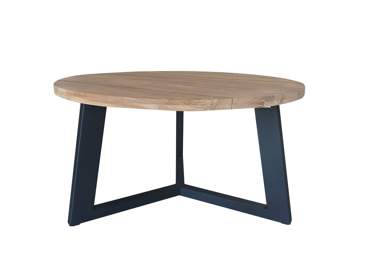 CO9 Design - Brewer Round Dining Table with Solid Teak Top with an Aluminum Base in Lava | [BW63]