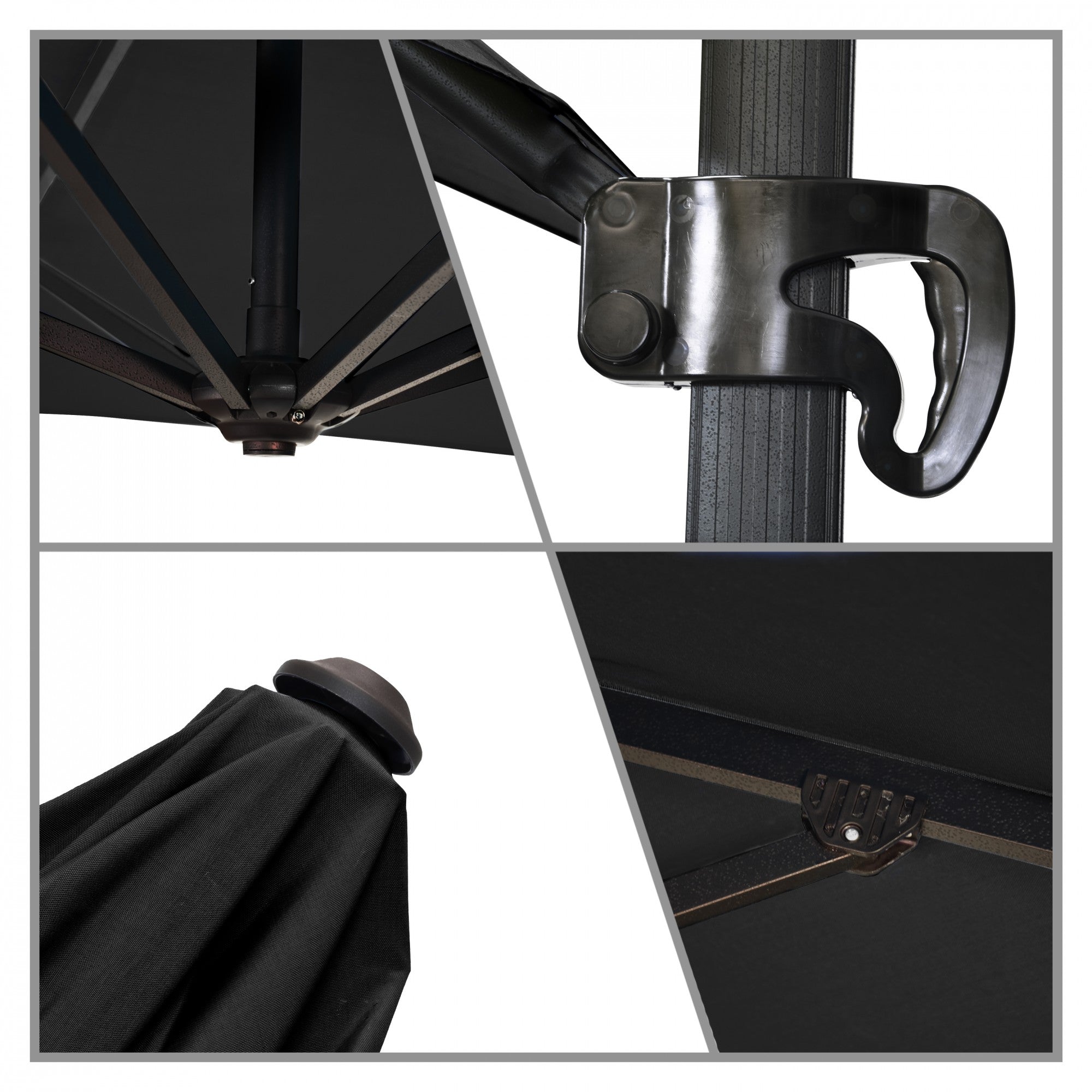 California Umbrella - 8.5' - Cantilever Umbrella - Aluminum Pole - Black - Sunbrella  - CALI85858A117-5408