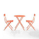 Crosley Furniture - Karlee 3Pc Indoor/Outdoor Metal Bistro Set Coral - Bistro Table & 2 Chairs