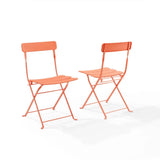 Crosley Furniture - Karlee 3 Pc Indoor/Outdoor Metal Bistro Set Coral - Bistro Table & 2 Chairs