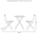 Crosley Furniture - Karlee 3 Pc Indoor/Outdoor Metal Bistro Set Coral - Bistro Table & 2 Chairs