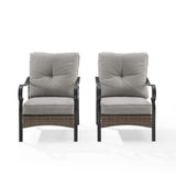 Crosley Furniture - Dahlia 2Pc Outdoor Metal And Wicker Armchair Set Taupe/Matte Black - 2 Armchairs