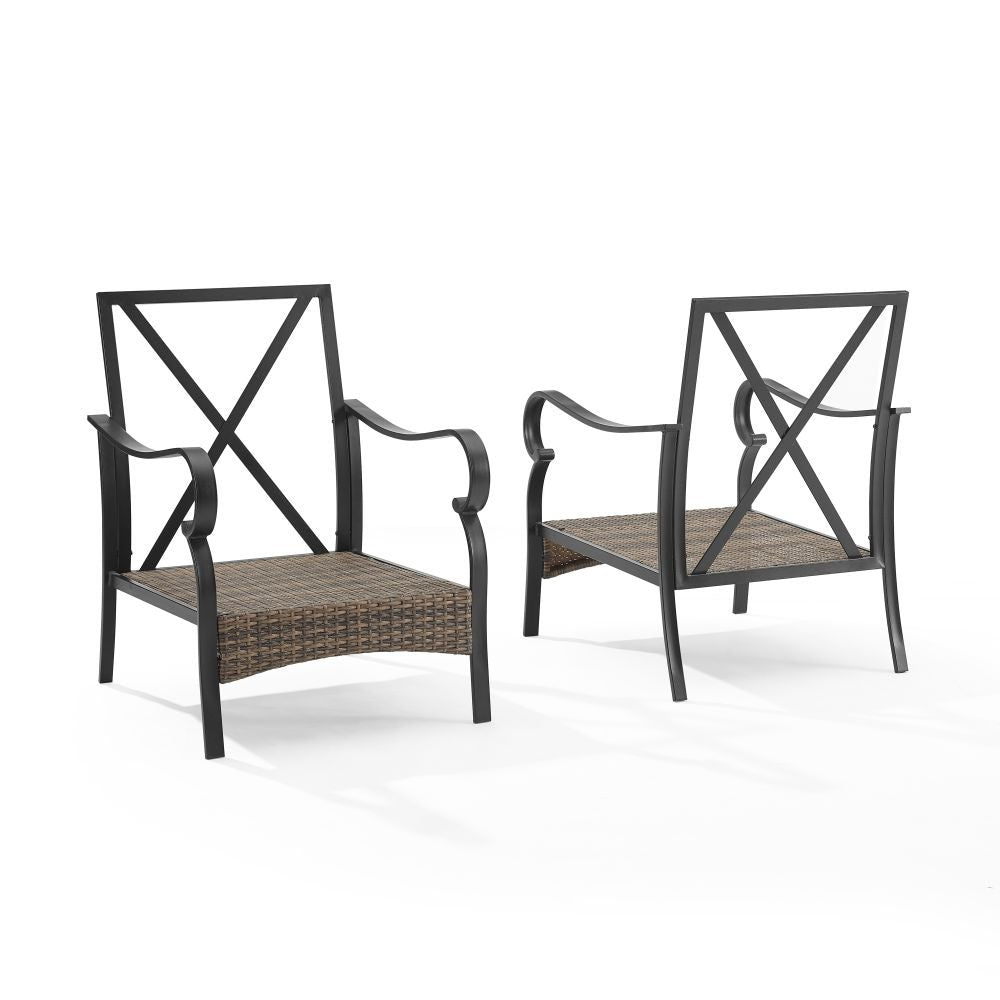 Crosley Furniture - Dahlia 2Pc Outdoor Metal And Wicker Armchair Set Taupe/Matte Black - 2 Armchairs