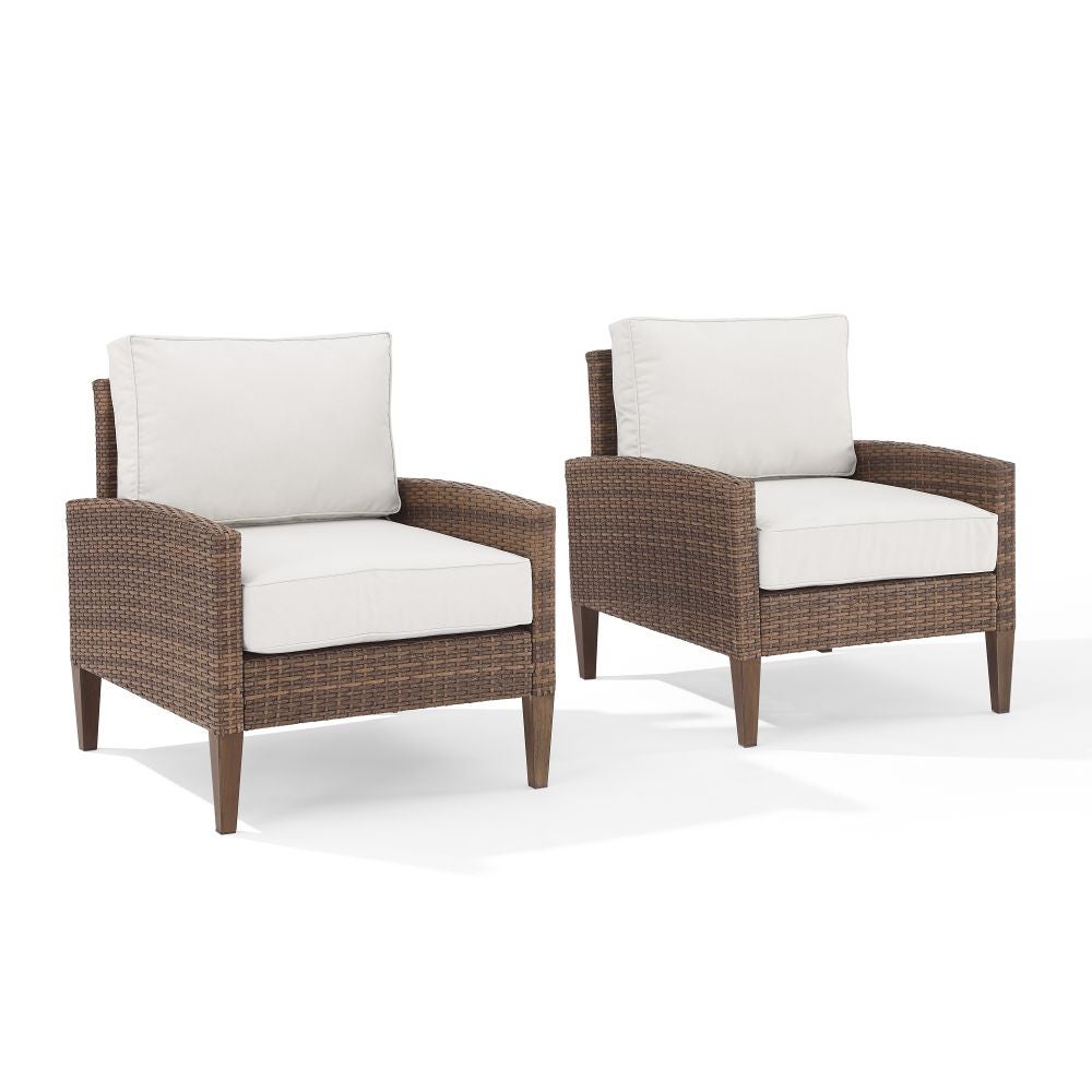 Crosley Furniture - Capella 2Pc Outdoor Wicker Chair Set Creme/Brown - 2 Armchairs
