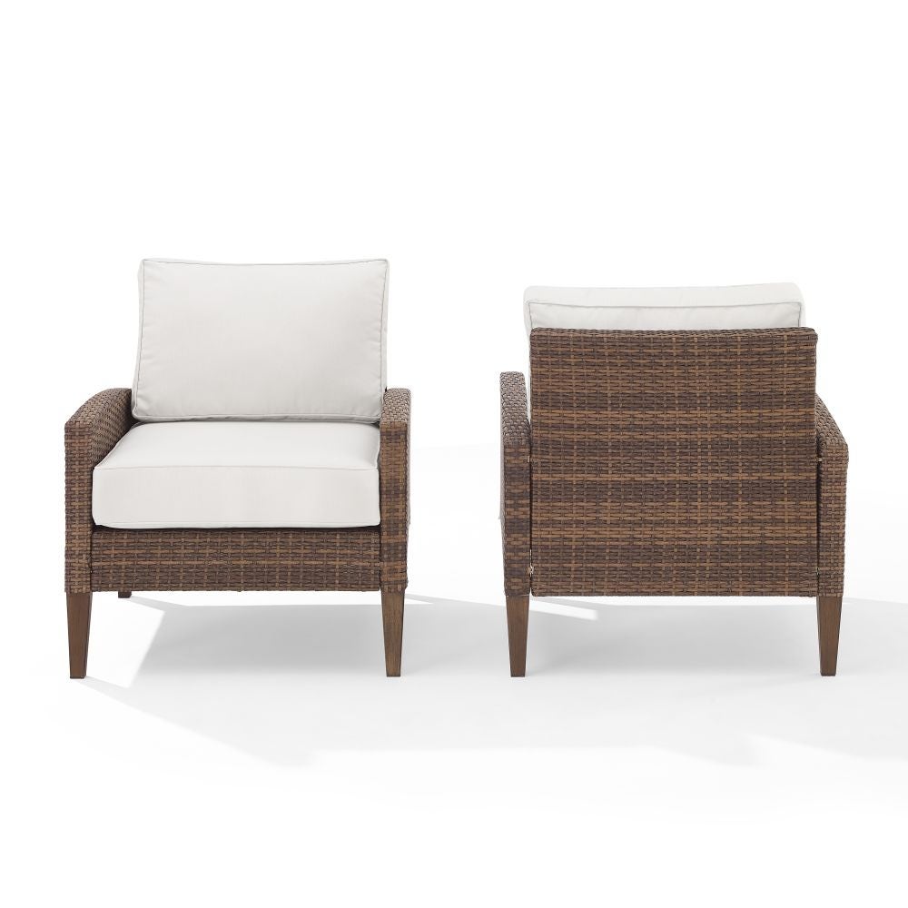 Crosley Furniture - Capella 2Pc Outdoor Wicker Chair Set Creme/Brown - 2 Armchairs