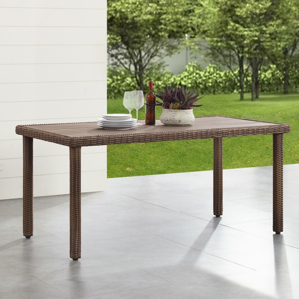 Crosley Furniture - Bradenton Outdoor Wicker Dining Table Weathered Brown
