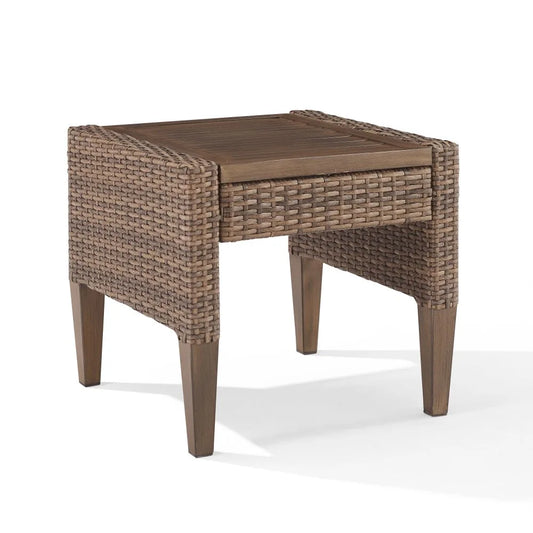 Crosley Furniture - Capella Outdoor Wicker Side Table Brown