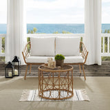 Crosley Furniture - Juniper 2Pc Outdoor Wicker Conversation Set Creme/Natural - Loveseat & Coffee Table