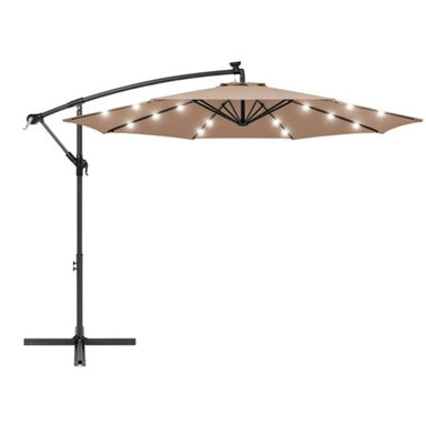 AZ Patio Heaters Offset Cantilever Umbrella with LED Lights in Tan * Cantilever Umbrella Base Set(4pc) Optional