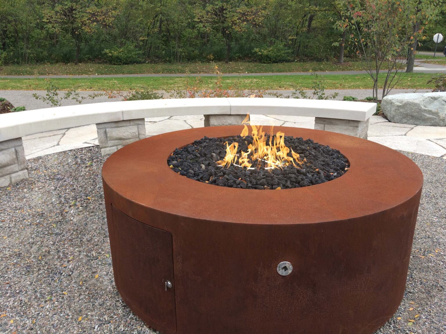 The Outdoor Plus - Unity 48 Inch x 24 Inch Hammered Copper Match Lit Fire Pit - OPT-UNYCP48