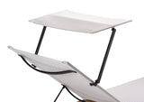CO9 Design - Teak Dodger Sling Chaise with Shade | Winter White | [DG70WN]