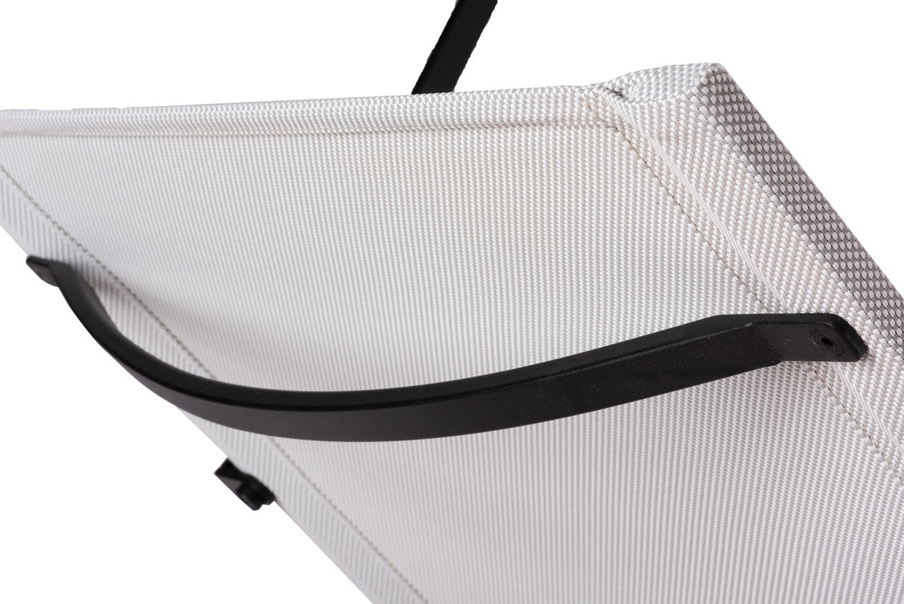 CO9 Design - Teak Dodger Sling Chaise with Shade | Winter White | [DG70WN]