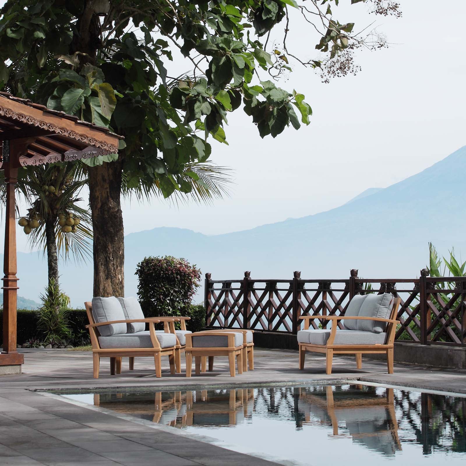 Modway - Marina 5 Piece Outdoor Patio Teak Set - EEI-1472