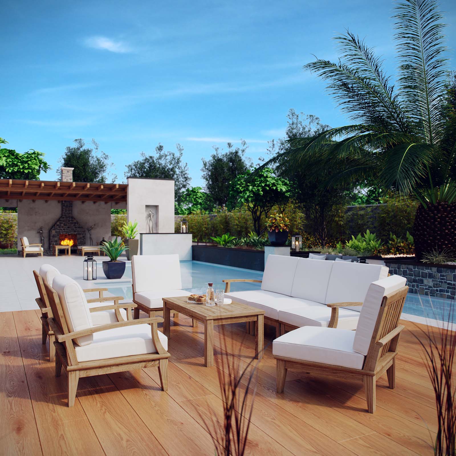 Modway - Marina 8 Piece Outdoor Patio Teak Set - EEI-1479