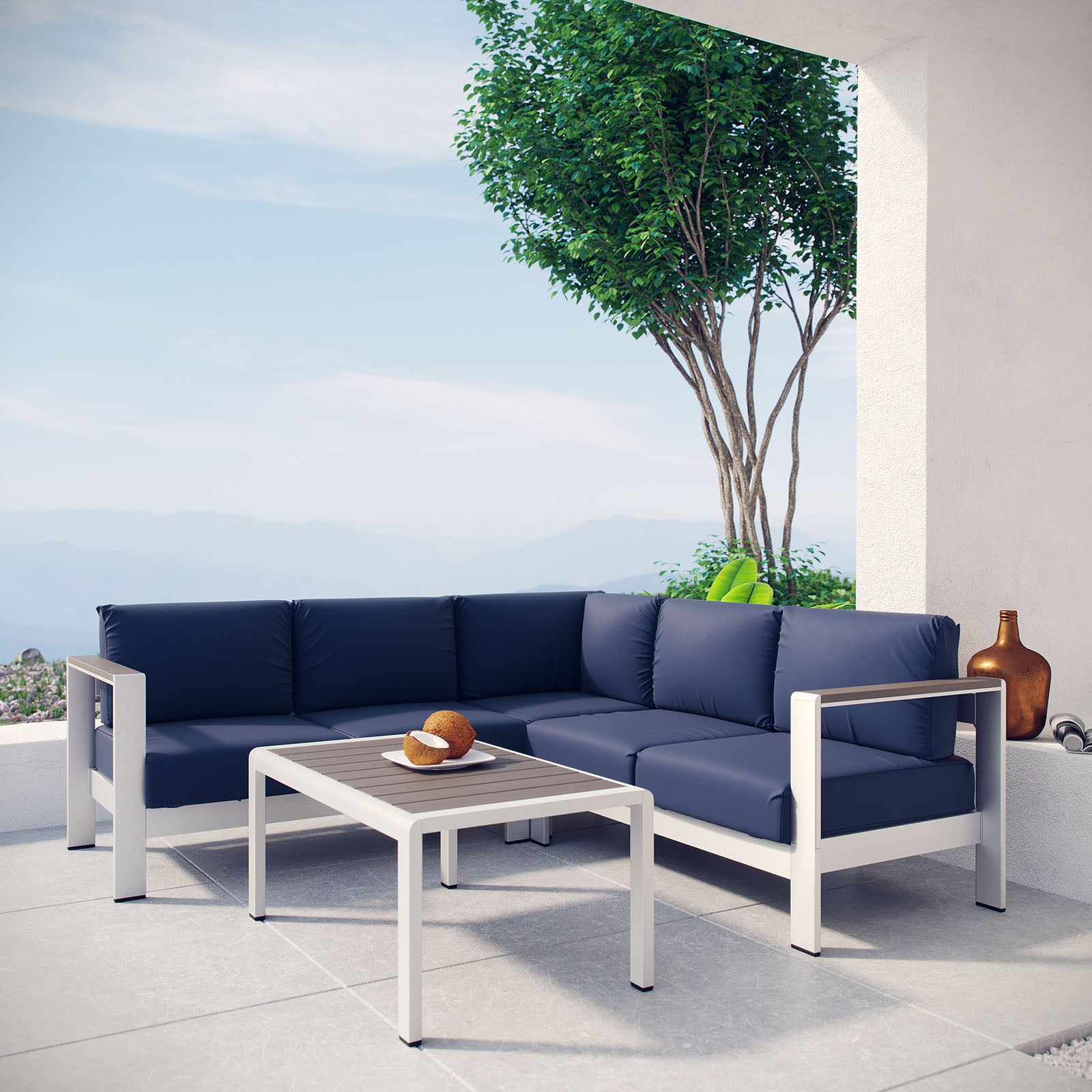 Modway - Shore 4 Piece Outdoor Patio Aluminum Sectional Sofa Set - EEI-2559