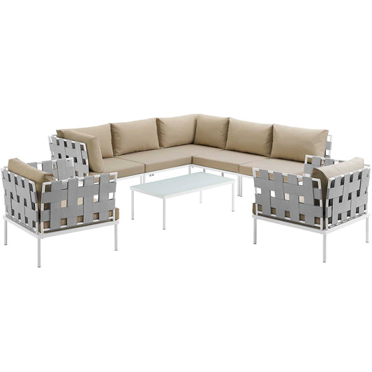 Modway - Harmony 8 Piece Outdoor Patio Aluminum Sectional Sofa Set - EEI-2619