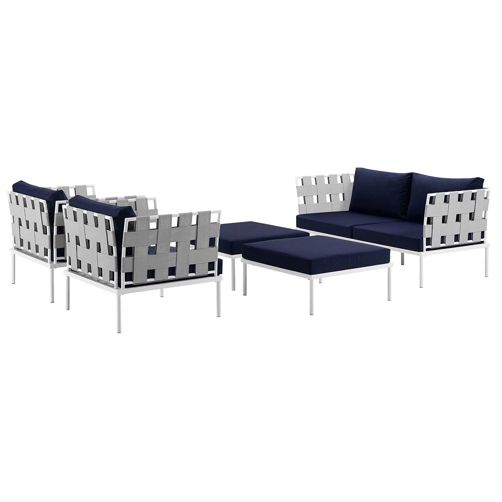 Modway - Harmony 5 Piece Outdoor Patio Aluminum Sectional Sofa Set - EEI-2621